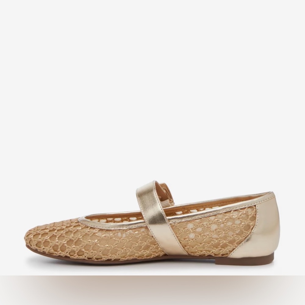 Crown Vintage | Nalahni Mary Jane | Balletcore | Flat | Woven Raffia | Gold - Picture 8 of 9
